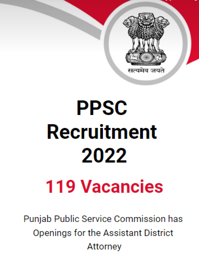 PPSC Recruitment 2022 – 119 Assistant District Attorney